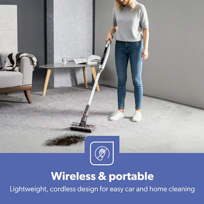 Geepas GVC19062UK Cordless 2-in-1 Stick & Handheld Vacuum Cleaner |HEPA Filter |Double Roller Brush | LED Display |Powerful Brushless Motor| Cordless & Lightweight Design