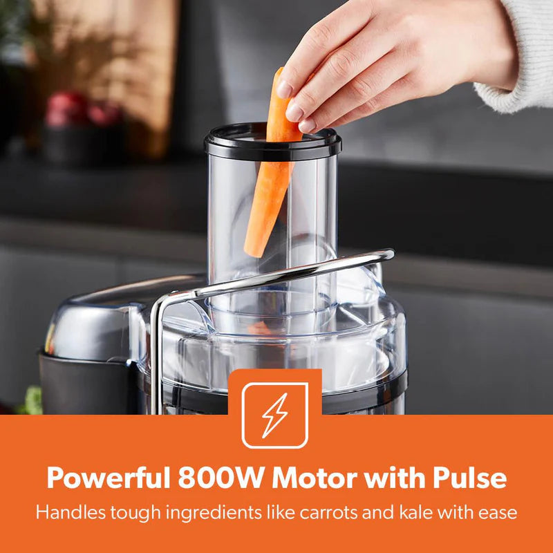 Geepas GJE46011 Powerful Juice Extractor | 1.2L Large Capacity Juicer | 800W | Stainless Steel Body| 2 Speed Control| Safety Locking Arm| Easy to Clean| 2 Year Warranty