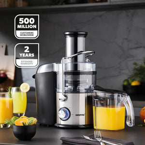 Geepas GJE46011 Powerful Juice Extractor | 1.2L Large Capacity Juicer | 800W | Stainless Steel Body| 2 Speed Control| Safety Locking Arm| Easy to Clean| 2 Year Warranty
