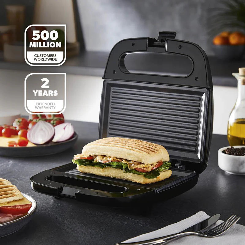 Geepas GGM6001 Stainless Steel Grill Maker | 2 Slice Capacity| 750W Power| Non-Stick Plates| Overheat Protection| Power Indicator| Easy to Clean|  2 Years Warranty