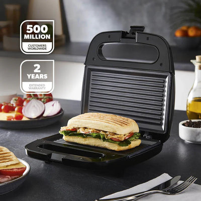 Geepas GGM6001 Stainless Steel Grill Maker | 2 Slice Capacity| 750W Power| Non-Stick Plates| Overheat Protection| Power Indicator| Easy to Clean|  2 Years Warranty