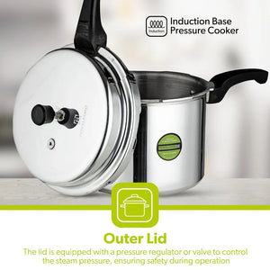 Royalford RF5802 5L Induction Base Pressure Cooker | Fast & Safe Cooking | Durable Aluminium Body | Even Heat Distribution | Secure Lock System | Energy Efficient