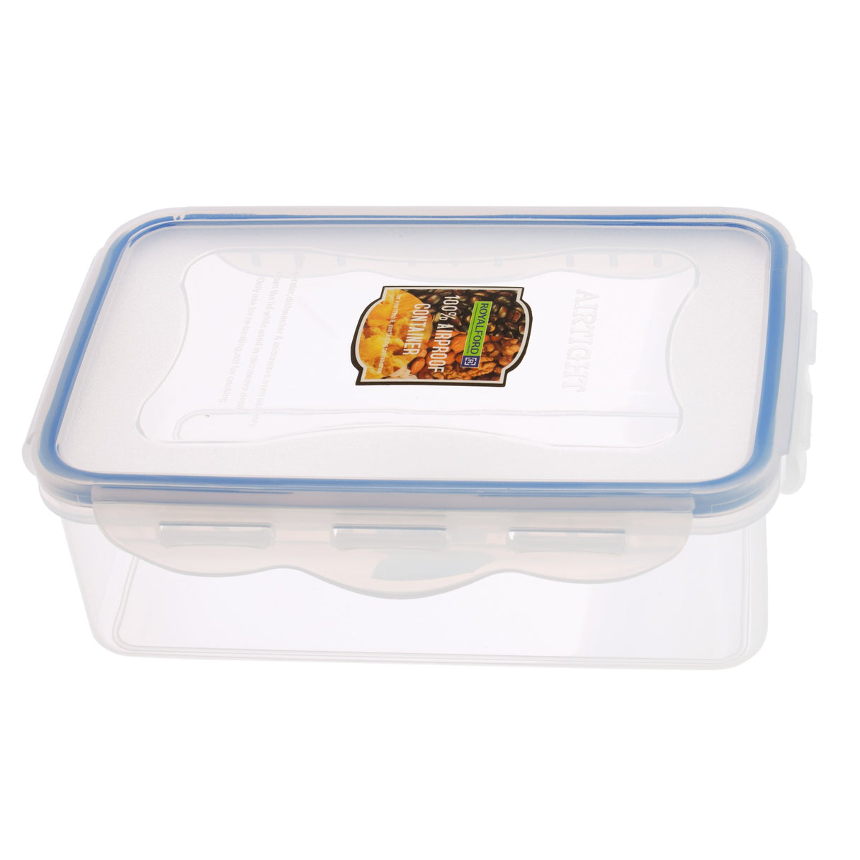 Royalford RF414APB 1000ML airproof storage box| BPA-free material & airtight 4-sided locking lid| stackable design, non-skid base, dishwasher, freezer& microwave safe |