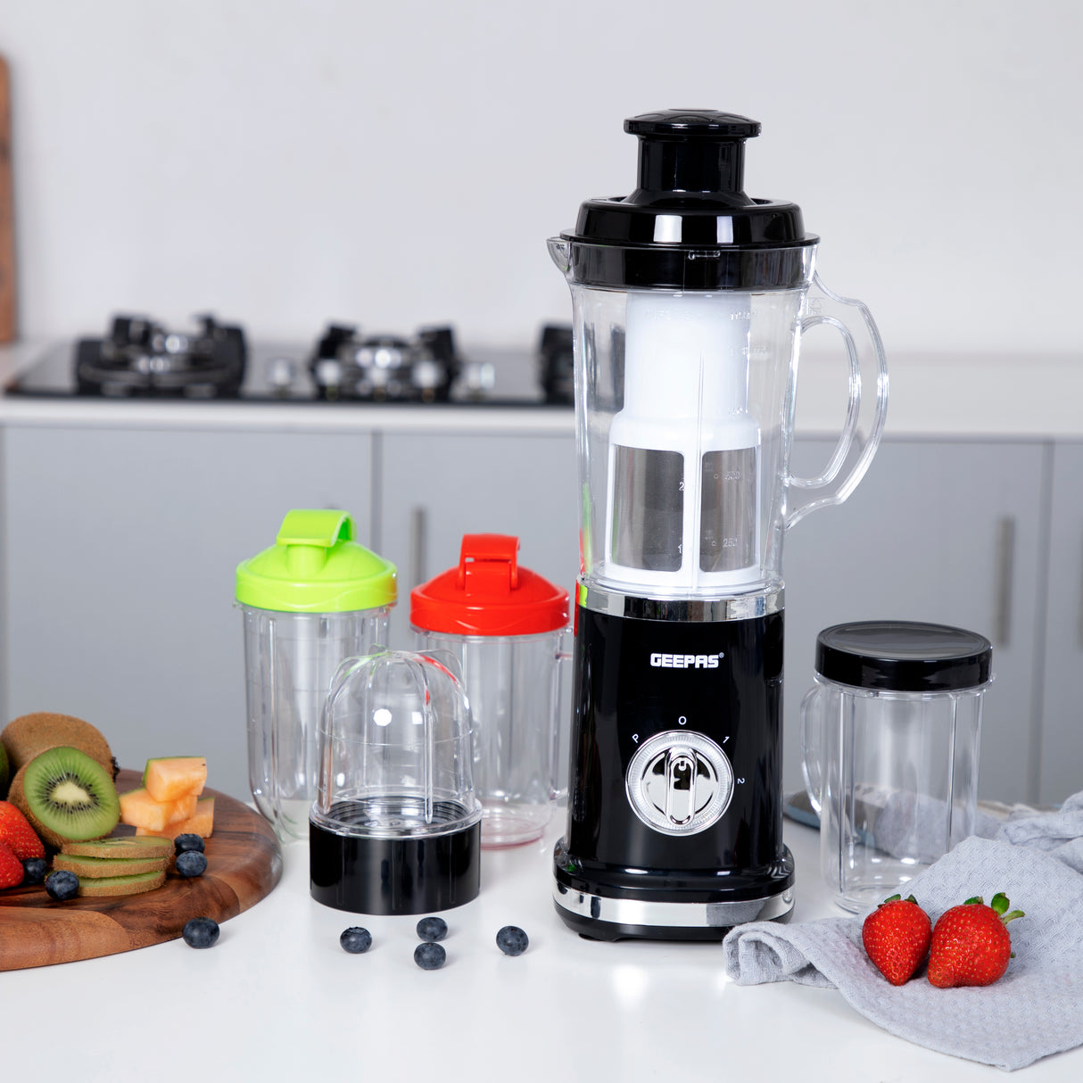 Geepas GSB44018UK Multi-Functional Blender | 380W | 2-Speed| Pulse Control | Ice Crusher, Smoothie Maker, Grinder | LED Indicator & Overheat Protection|2 Years Warranty