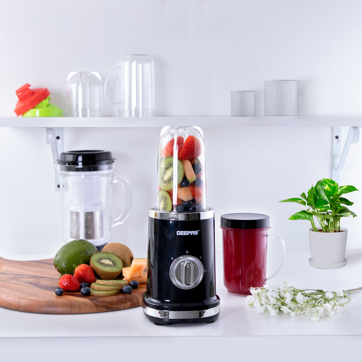 Geepas GSB44018UK Multi-Functional Blender | 380W | 2-Speed| Pulse Control | Ice Crusher, Smoothie Maker, Grinder | LED Indicator & Overheat Protection|2 Years Warranty