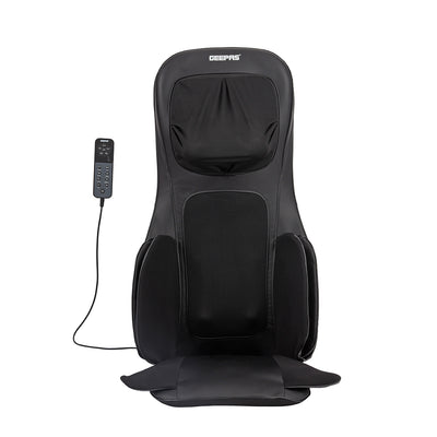 Geepas Full-Body Massage Chair Pad GM86103 | Shiatsu Massage, Airbag Compression, Heating Therapy, Adjustable Intensity, Neck & Back Relaxation Cushion for Home & Office