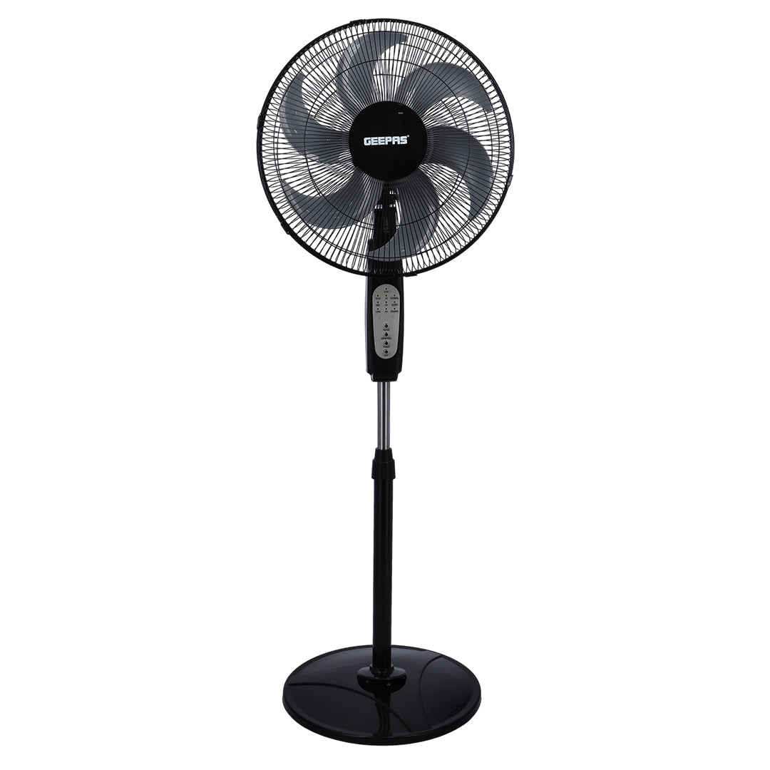 Geepas GF21112 16 Inch Stand Fan with Remote Control | 60W Power| 3 Speed Settings| 5 Durable AS Blades| 7.5 Hour Timer| Wide Oscillation Function| 2 Years Warranty