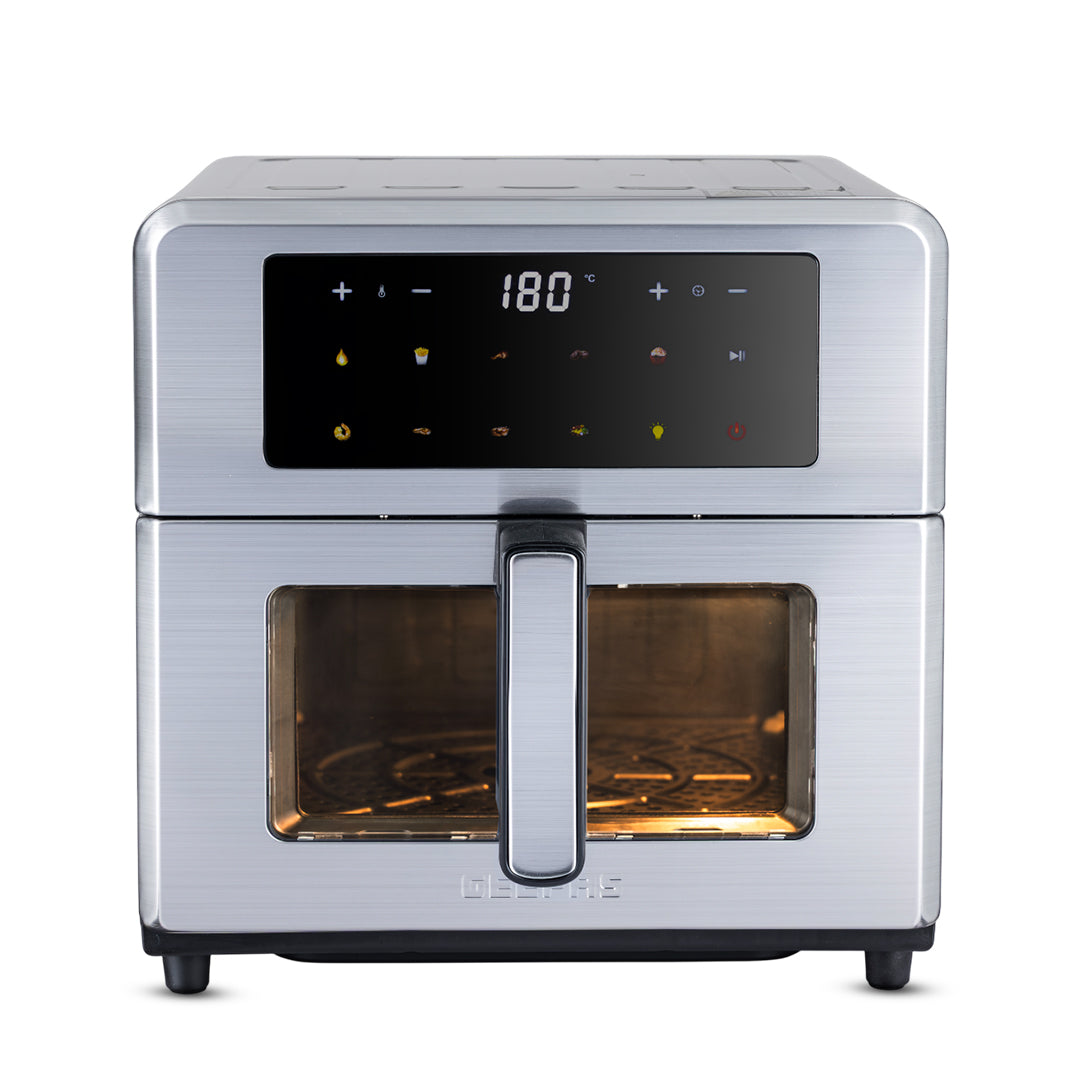 Geepas GAF37546 10L Digital Double Heating Air Fryer | Advanced Vortex Rapid Air Technology |10 Preset Cooking Modes |Touchscreen Display|60-Min Timer & Oil-Free  Cooking