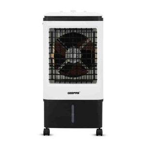 Geepas GAC9576 Air Cooler | 20L Water Tank | 80W Power | 3 Wind Speeds | 2000 m³/h Airflow | 4 Dry Ice Boxes | Automatic Swing | Manual Adjustment | 2 Years Warranty