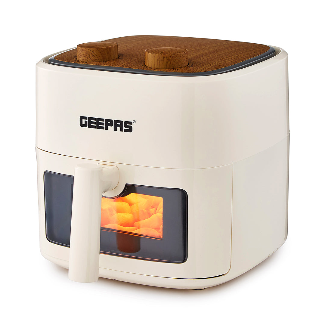 Geepas GAF37536UK Air Fryer  4.5L with Vortex Air Technology |  Visual Cooking Window  | 30 Minute Timer |  Oil-Free Cooking and Multi-Function Food Preparation