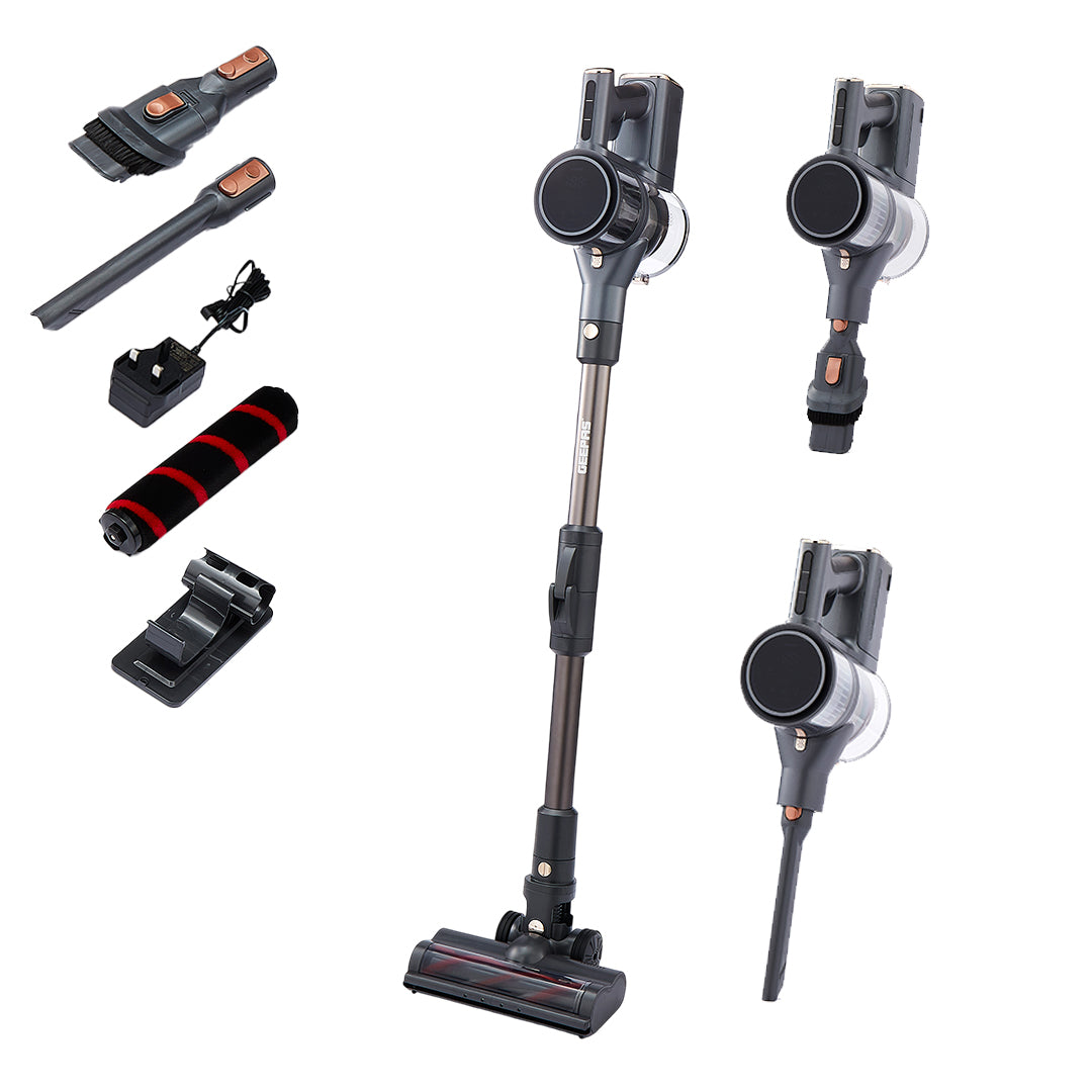 Geepas GVC19046UK Cordless 2-in-1 Stick Vacuum Cleaner with 29.6V Lithium-Ion Battery | 33kPa Suction Power | Flexible Bend Tube | LED Touch Panel | 55-Min Runtime