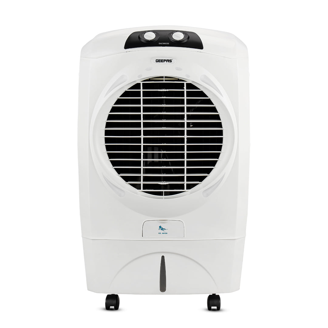 Geepas GAC9603 Air Cooler | 45L Large Capacity with Powerful Airflow | Efficient Honeycomb Cooling Pads| Adjustable Speed |  Water Level Indicator| 2 Years Warranty