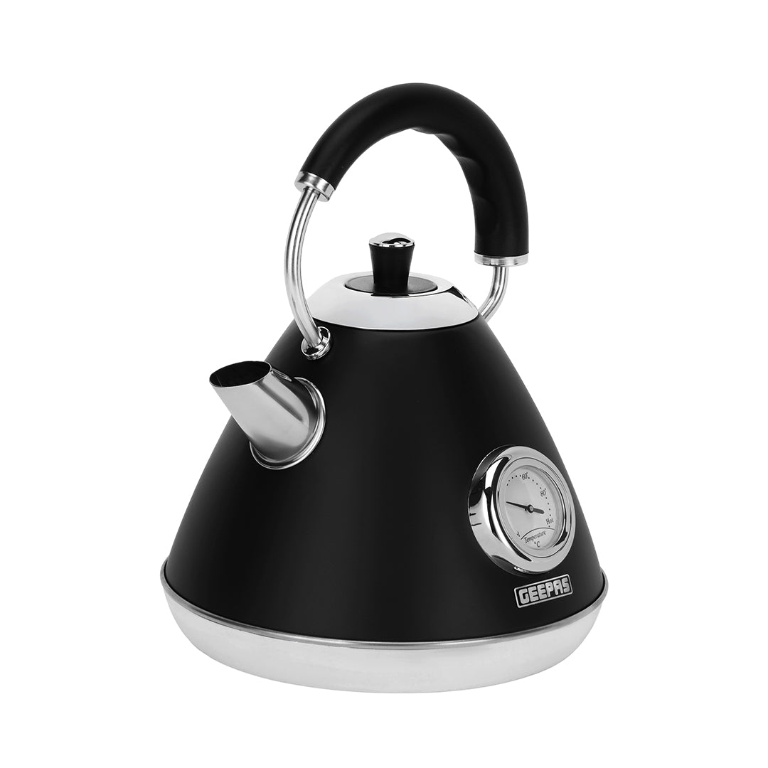 Geepas GK38073UK-BK Stainless Steel Cordless Kettle | Powerful 3000W Heating | 1.7L Large Capacity | Boil Dry Protection | Auto Shut-Off | 360° Rotating Base Design