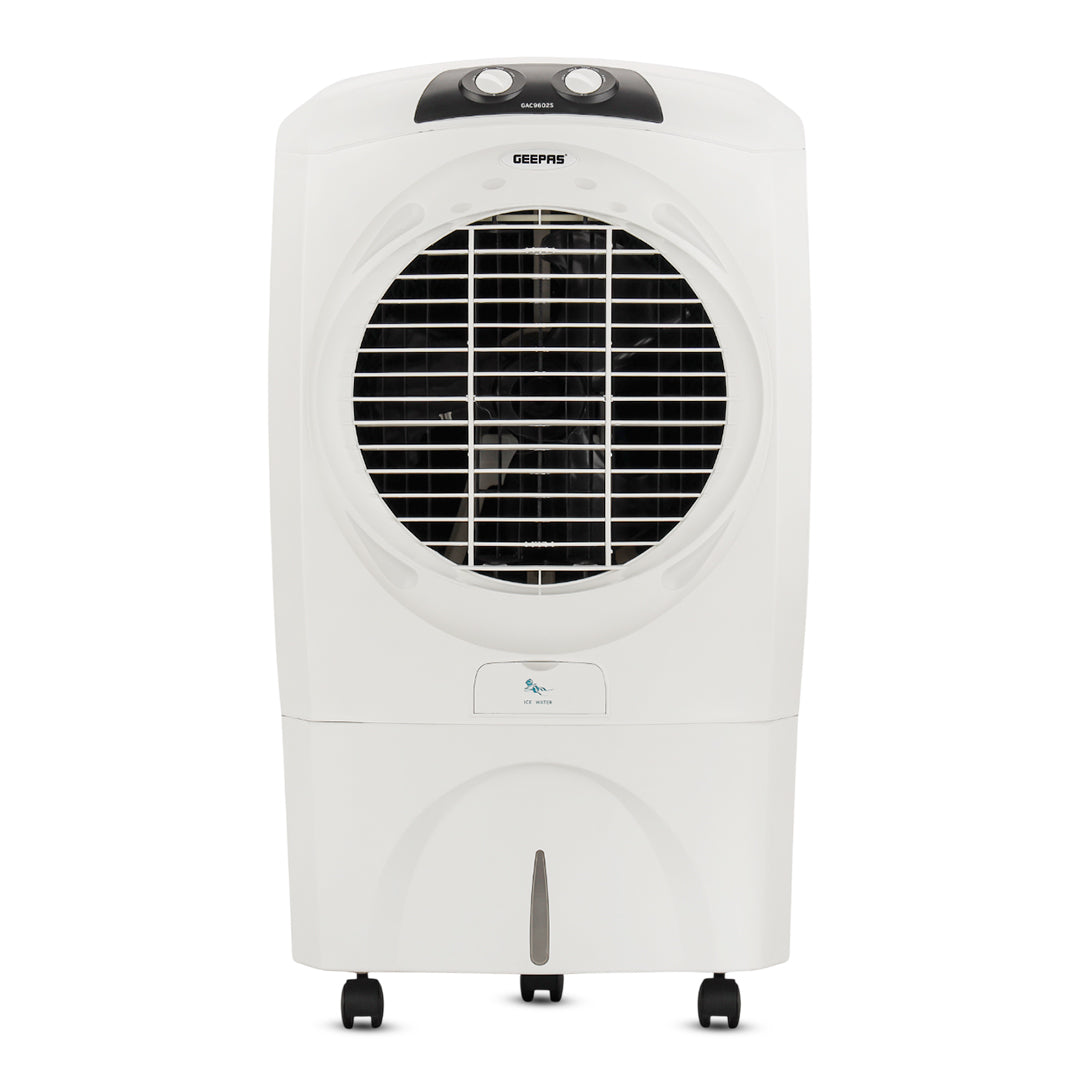 Geepas GAC9602 Air Cooler | 70L Large Water Tank| 150W Power Consumption| Efficient Honeycomb Cooling Pads| Rust Proof Fan| High Airflow Performance| 2 Years Warranty