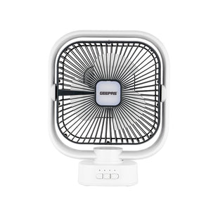 Geepas GF21122 8-Inch Oscillating LED Table Fan | Rechargeable AC/DC Function| 2x1500mAh Lithium Battery| Two-Level LED Light| 9 Hours Working Time| 2 Years Warranty