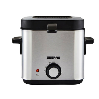 Geepas GDF36012UK 1.5L Deep Fryer with Adjustable Temperature Control | Heating Indicator Light | Cool Touch Handles | Stainless Steel Body for Crispy Fried Foods