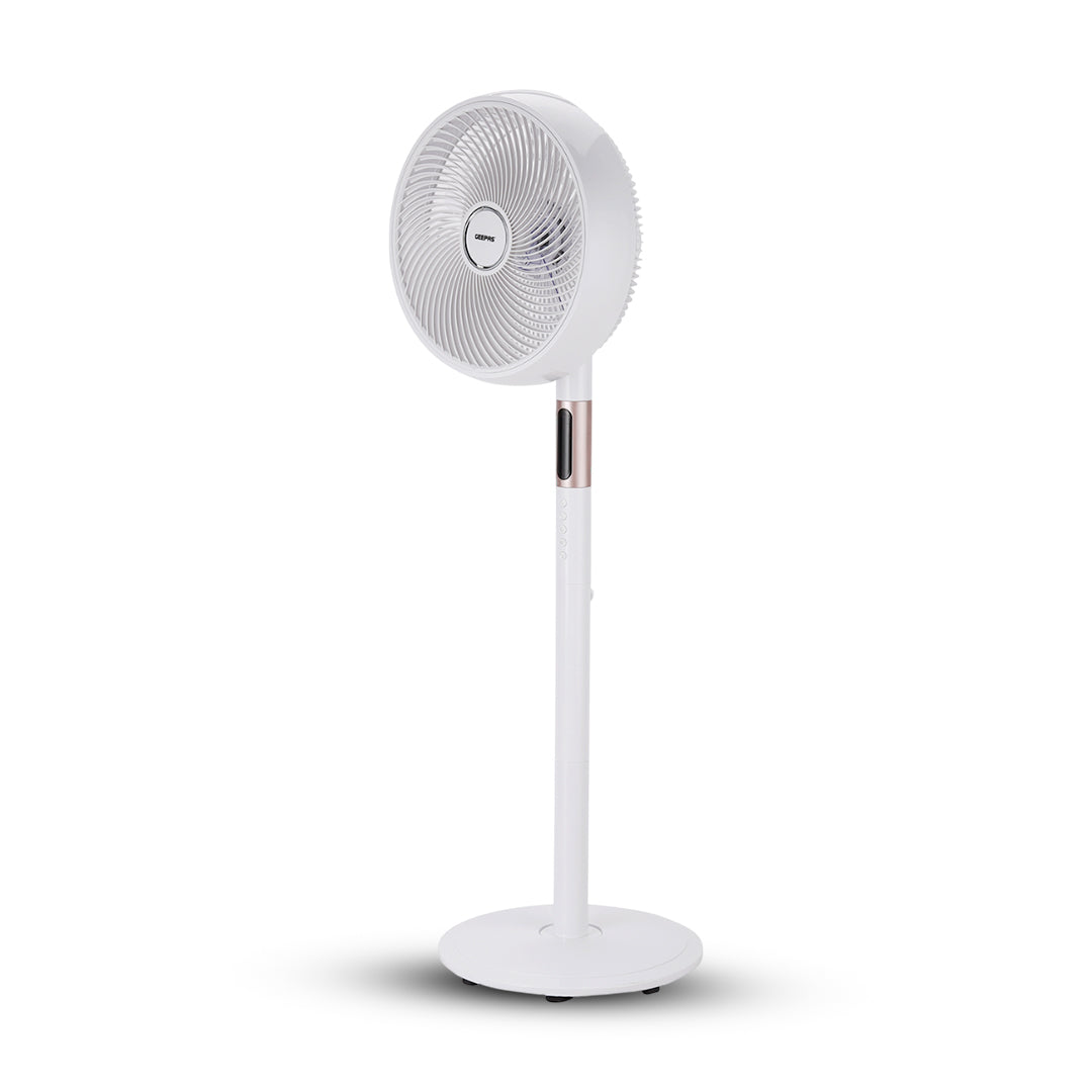 Geepas GF21205 14” Stand Fan with Remote Control | Scandi Series, 60W Motor| 3-Speed| 8H Timer| 5-Blade Air Circulation| Wide Oscillation| Korean Style| 2 Years Warranty