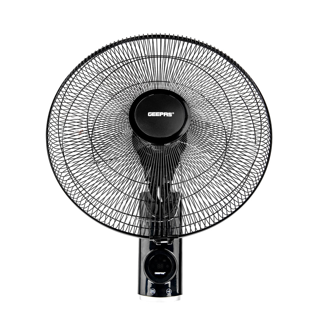 Geepas 18 Inch Wall Fan with Remote Control GF21125 | Powerful Copper Motor| 3 Speed Settings| 5 AS Blades| Oscillation| 7.5h Timer| Self-Protection| 2 Years Warranty