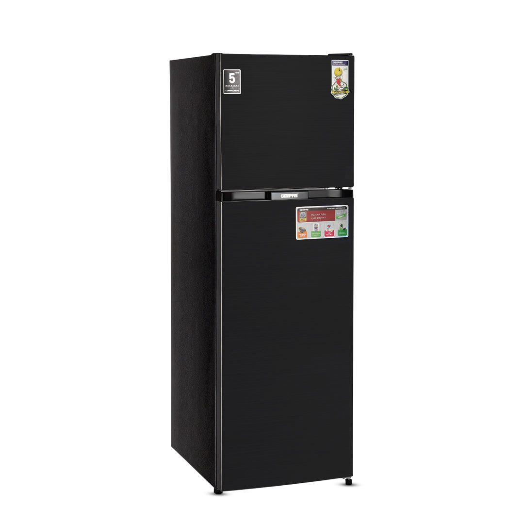 Geepas GRF3207SSXXN No Frost Double Door Refrigerator with Inverter Technology | Multi Air Flow  | Twist Ice Maker | Large Storage Capacity | Stainless Steel Finish