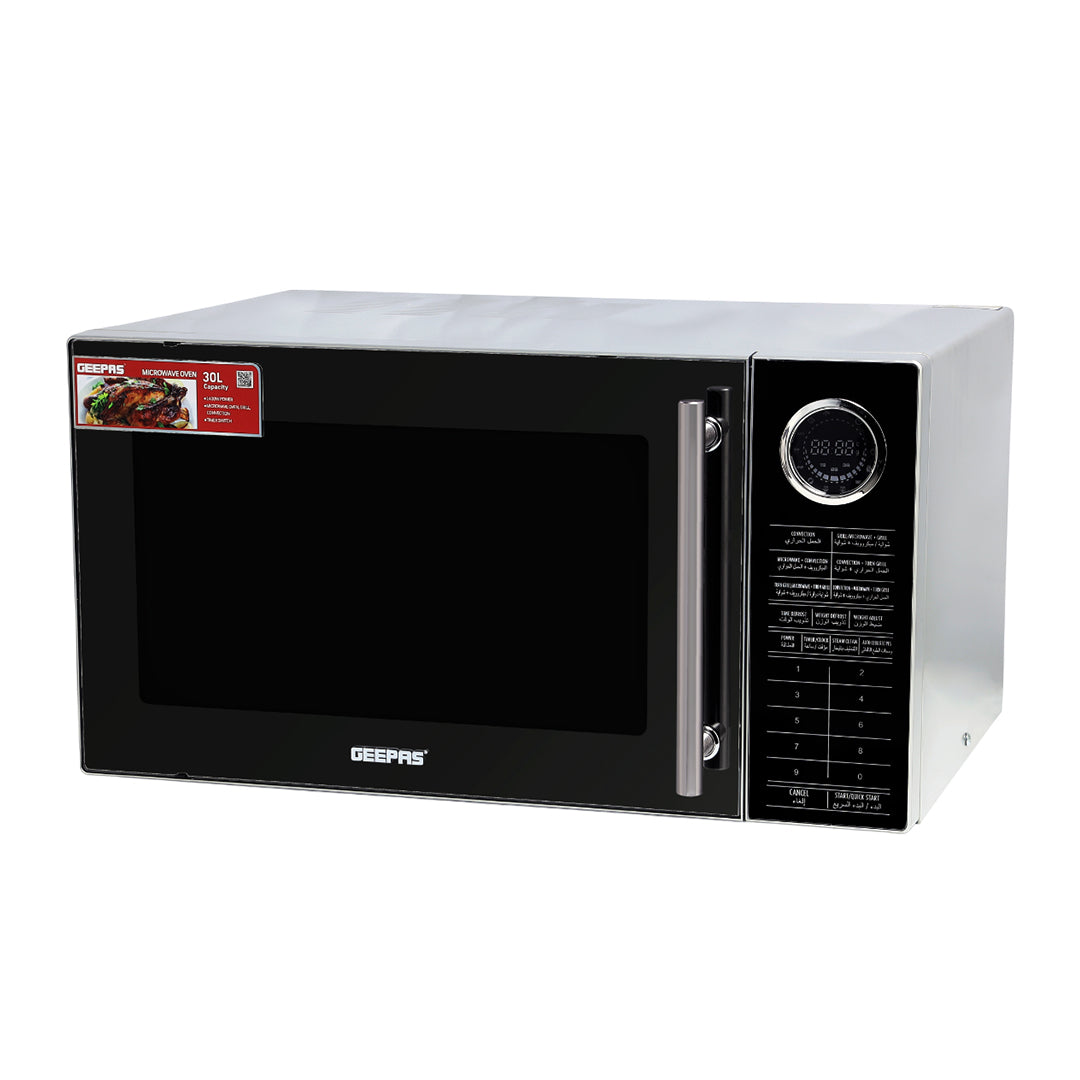 Geepas 30L Convection Microwave Oven  GMO2706CB | Grill, Microwave & Convection Functions | Digital Control | Multi-Stage Cooking | 1400W Power |  1-Year Warranty