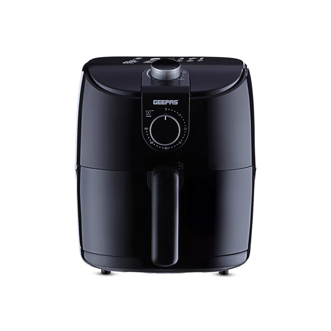 Geepas GAF37550 4 Litre Air Fryer | 1500W Vortex Rapid Air Technology for Faster Cooking| Less Oil Frying | Adjustable Temperature Control |  Family Size Air Fryer