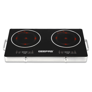 Geepas Digital Infrared Cooker GIC6131 |3600W Double Cooking Hob | Dual Ceramic Plates| Touch & Knob Control| Digital Display| Timer| Safety Protection|  2 Years Warranty