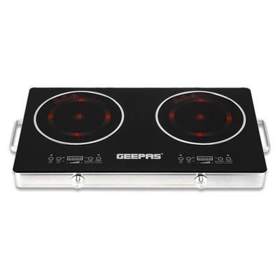 Geepas Digital Infrared Cooker GIC6131 |3600W Double Cooking Hob | Dual Ceramic Plates| Touch & Knob Control| Digital Display| Timer| Safety Protection|  2 Years Warranty