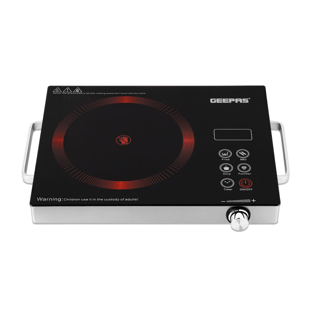 Geepas Digital Infrared Cooker GIC6920 | 2000W Ceramic Heating Element| Multi-Stage Cooking Options| Touch Control| 4-Digit LED Display| Portable Design| 2 Year Warranty