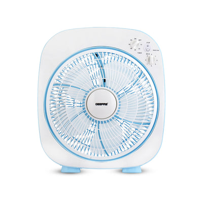 Geepas GF926 12 Inch Box Fan | 60-Min Timer | 3 Speed Control | Powerful Motor | Compact Portable Design | Energy Efficient Cooling Fan for Home, Office & Indoor Use