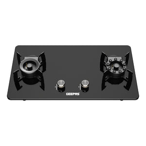 Geepas GGC31068FFD 2-in-1 Built-In Glass Gas Hob with Tempered Glass Platform | Strong Cast Iron Burners | Safety Flame Failure Device and Reliable Auto Piezo Ignition