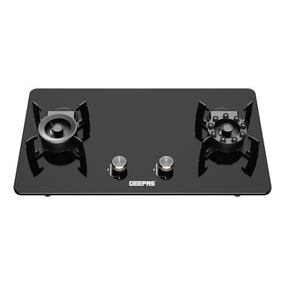 Geepas GGC31068FFD 2-in-1 Built-In Glass Gas Hob with Tempered Glass Platform | Strong Cast Iron Burners | Safety Flame Failure Device and Reliable Auto Piezo Ignition