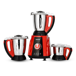 Geepas 3-in-1 Mixer Grinder GSB44040 | 750W Copper Motor, 3 Speed + Pulse Function | 1.5L Blending Jar |  1.5L Grinder Jar & 0.5L Chutney Jar | Wet & Dry Grinding