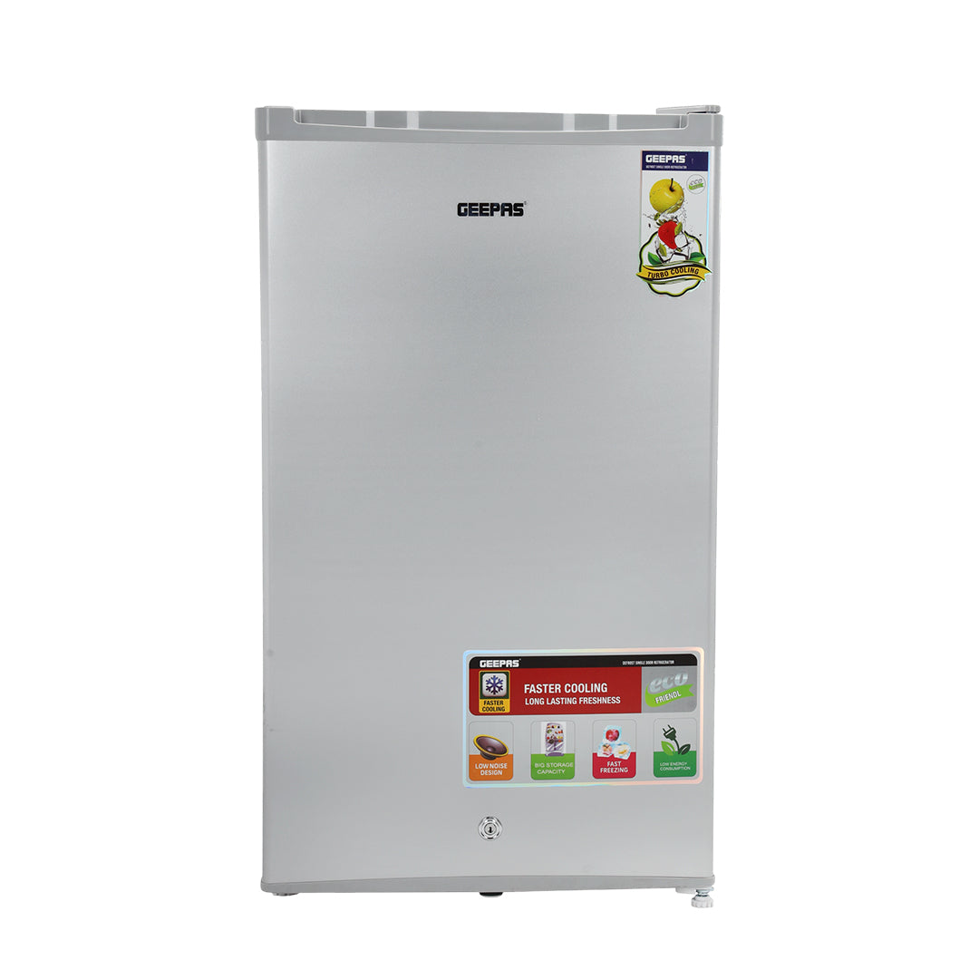 Geepas GRF119SPE 110L Single Door Defrost Refrigerator |92L Net Capacity |Quick Cooling technology |single door design | Mechanical temperature control |R600a refrigerant