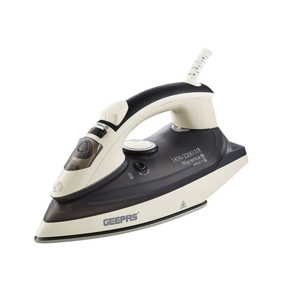 Geepas GSI24013UK Ceramic Steam Iron 2200W with Ceramic Soleplate | Variable Steam Control  |  Vertical Steam Function |  320ml Water Tank and Wet & Dry Ironing