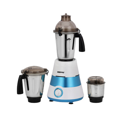 Geepas GSB44094 750W 3-in-1 Mixer Grinder | 1.5L Stainless Steel Jar Mixer | Stainless Steel Blades | Overload Protection  | Durable ABS Plastic Body |Stable Base Design