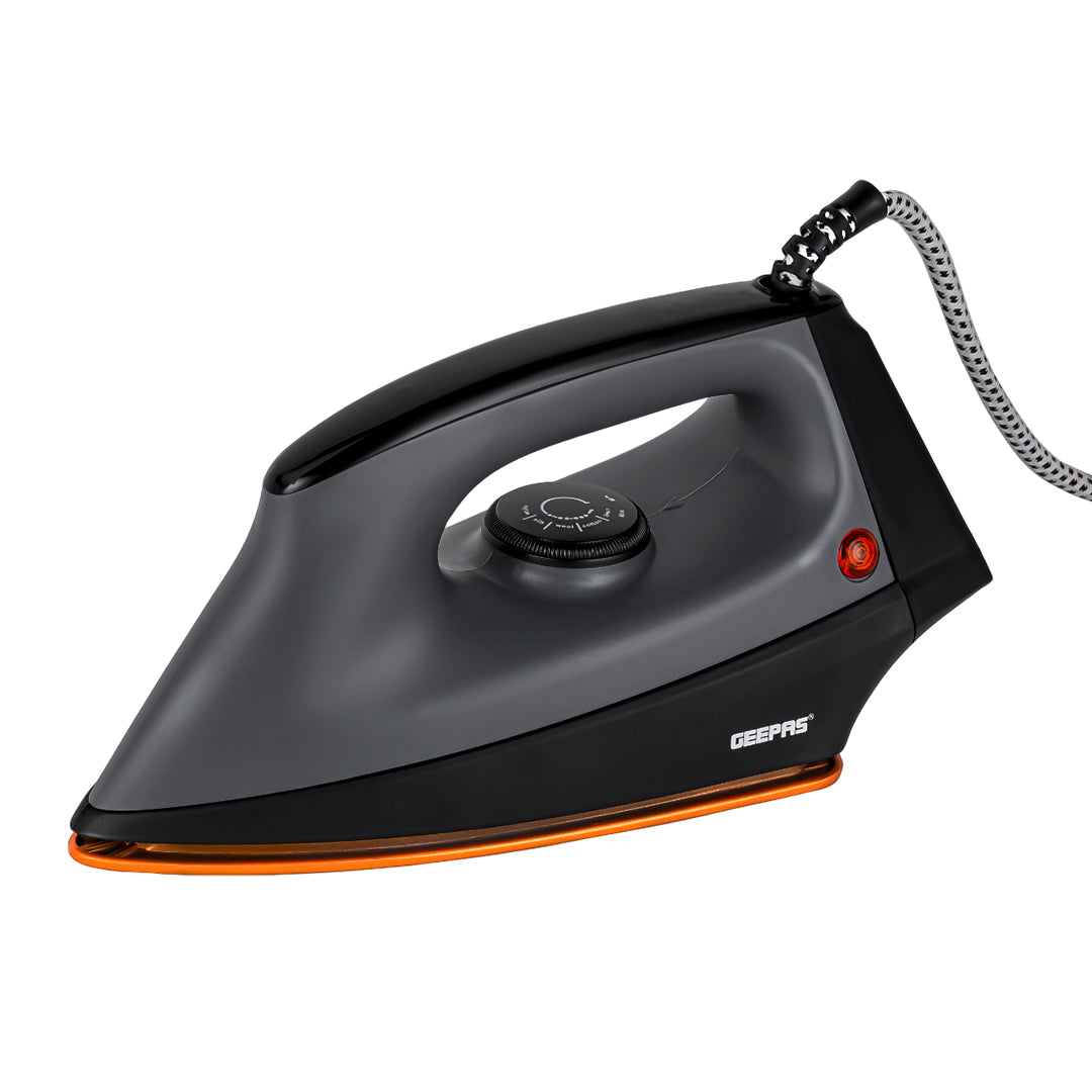 Geepas GDI2748 Heavy Duty Dry Iron | 1200W with Ceramic Coated Soleplate | Auto Cut-Off Thermostat| Adjustable Temperature Control for Safe & Smooth Ironing at Home