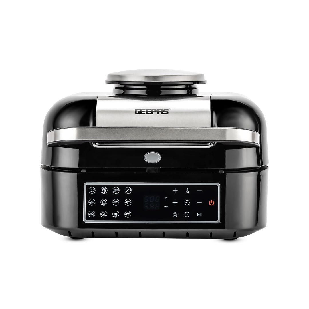 Geepas GAF37526 Smart Cyclonic Air Fryer Grill 6.5L with 12 Preset Cooking Modes | Digital Touch Screen  | Vortex Air Technology and Powerful 1800W Performance