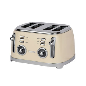 Geepas 4 Slice Toaster GBT36564UK-CR | 1500W Powerful Toaster with 6 Adjustable Browning Levels, Defrost, Reheat & Cancel Functions, Removable Crumb Tray, Cord Storage