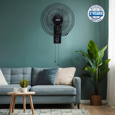 Geepas GF9483 16 Inch Wall Fan | Powerful Copper Motor with 3 Speed Control | 5 Durable AS Blades | Wide Angle Oscillation | Overheat Protection |  2 Years Warranty
