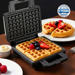 Geepas GWM36545UK Deep Fill Waffle Maker | 1000W with Non-Stick Cooking Plates | Power and Ready Indicator Lights | Easy Clean Design and Compact Storage |Durable