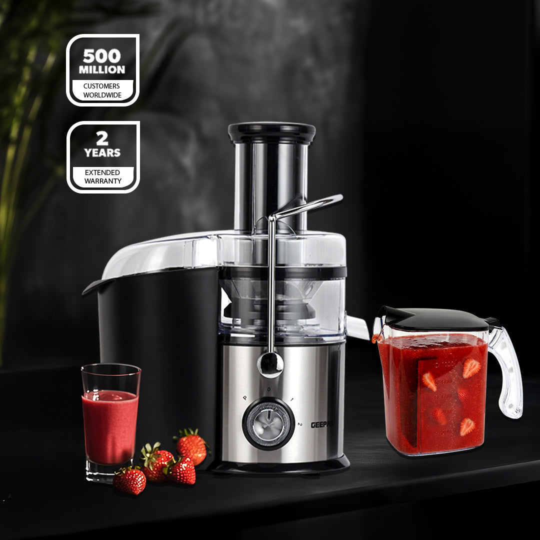 Geepas Digital Juice Extractor- GJE46023| 1.0 liter Jug| 2.0 Pomace Container| 800 W  | 5 Speed Setting| Touch Control | Stainless Steel Housing| 2 Years Warranty