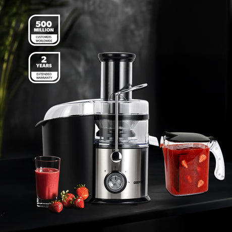 Geepas Digital Juice Extractor- GJE46023| 1.0 liter Jug| 2.0 Pomace Container| 800 W  | 5 Speed Setting| Touch Control | Stainless Steel Housing| 2 Years Warranty