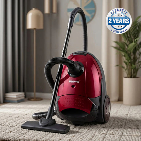 Geepas GVC2594 Vacuum Cleaner |Powerful 2200W Motor |1.5L Dust Bag Capacity | Low Noise Design| Dust Full Indicator |Compact Home Cleaning Vacuum Cleaner| 2 Year Warranty