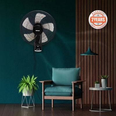 Geepas 18 Inch Wall Fan with Remote Control GF21125 | Powerful Copper Motor| 3 Speed Settings| 5 AS Blades| Oscillation| 7.5h Timer| Self-Protection| 2 Years Warranty