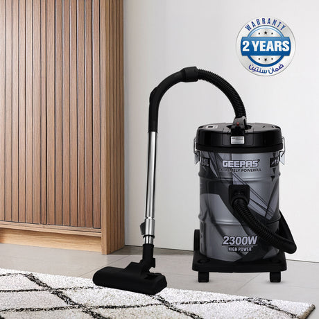 Geepas GVC2598 Drum Vacuum Cleaner | 2300W High Power | Large Capacity Dust Tank| Low Noise Operation| Strong Suction & Efficient  Deep Cleaning Appliance for Home