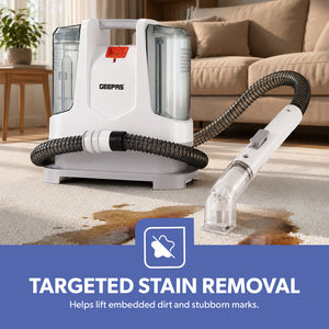 Geepas GSC19050UK Portable Spot Cleaner for Carpets & Upholstery | Dual Water Tank Design | Lightweight Construction | Deep Cleaning Action | Ideal for Multiple Surfaces