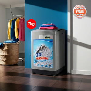 Geepas GFWM6800LCR Automatic Washing Machine | 7Kg Top Load Washer with 3D Waterfall | Smart Sensor| Magic Cleaning Filter| Diamond Drum & 10 Wash Programs| 800RPM Motor