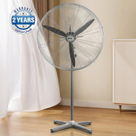 Geepas GF21198 26 Inch Industrial Pedestal Fan | 210W Copper Motor | 650mm 3 Metal Blade Fan with Oscillation | 3 Speeds| Adjustable Height | Heavy Duty Cooling Airflow