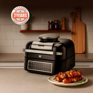 Geepas GAF37526 Smart Cyclonic Air Fryer Grill 6.5L with 12 Preset Cooking Modes | Digital Touch Screen  | Vortex Air Technology and Powerful 1800W Performance