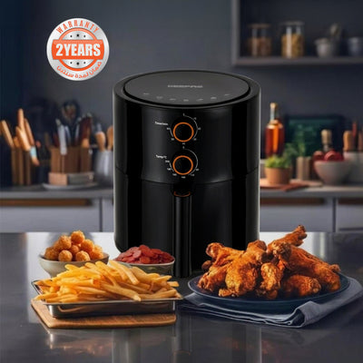 Geepas Air Fryer- GAF37513/ 4.0 L Pot, Non-Stick Coating, with Vortex Frying Technology/ Multiple Function, 1-60 Min Timer, Temperature 80-200 Degree Celsius, Black